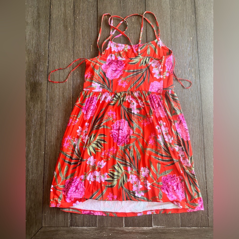 Old Navy Red Floral Adjustable-Strap Sundress - Picture 3 of 5